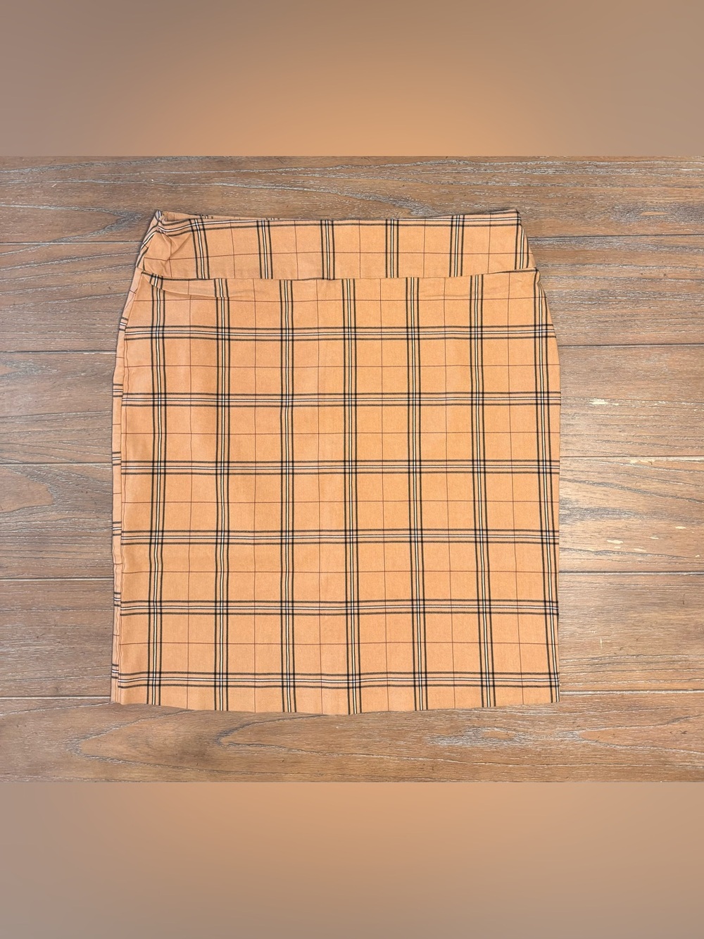 Women's Plaid Pencil Skirt in Peach